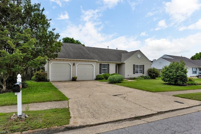 1909 Falling Sun Cir, Virginia Beach, VA 23454 - ranch-style home with an attached garage, concrete driveway, and a front lawn