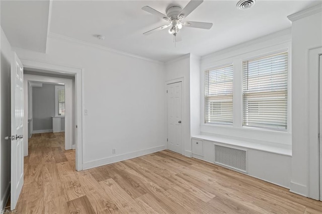 8575 Chesapeake Blvd, Norfolk, VA 23503 - unfurnished room with ornamental molding, a ceiling fan, light wood-type flooring, and baseboards