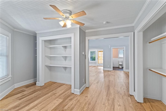 8575 Chesapeake Blvd, Norfolk, VA 23503 - hall featuring crown molding, light wood-type flooring, baseboards, and built in features