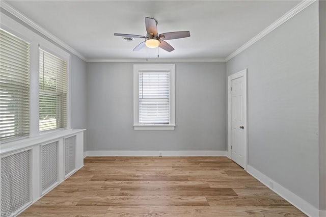8575 Chesapeake Blvd, Norfolk, VA 23503 - spare room with light wood-type flooring, ornamental molding, ceiling fan, and baseboards