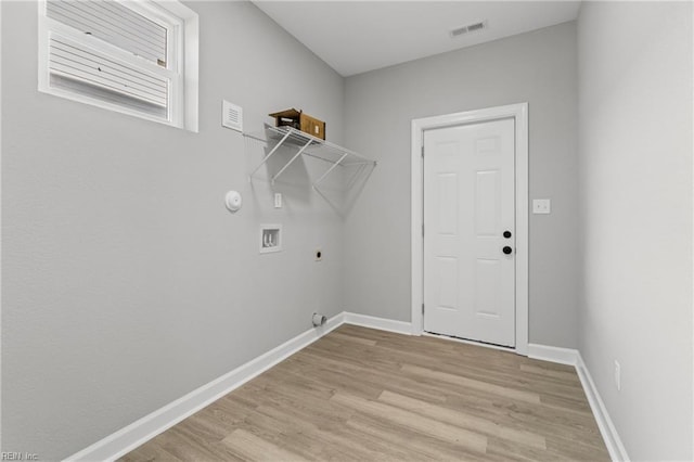736 A Ave, Norfolk, VA 23504 - washroom featuring hookup for a washing machine, gas dryer hookup, light wood-style flooring, hookup for an electric dryer, and baseboards