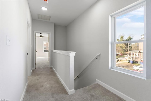736 A Ave, Norfolk, VA 23504 - hallway featuring an upstairs landing, light colored carpet, and baseboards