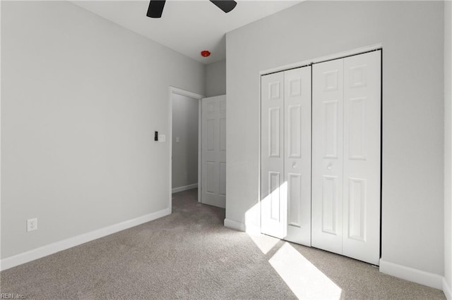 736 A Ave, Norfolk, VA 23504 - unfurnished bedroom featuring carpet flooring, baseboards, a closet, and ceiling fan