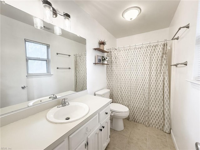 103 Lake St, Chesapeake, VA 23323 - full bathroom featuring vanity, toilet, tile patterned floors, and a shower with shower curtain