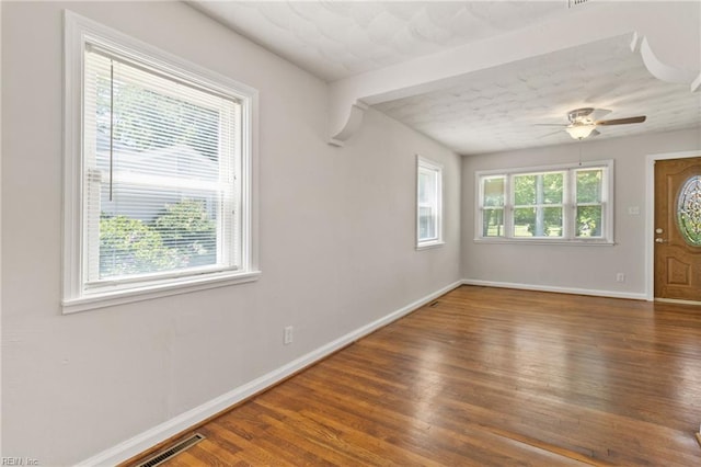 7716 Newport Ave, Norfolk, VA 23505 - entrance foyer with baseboards, wood finished floors, and a ceiling fan