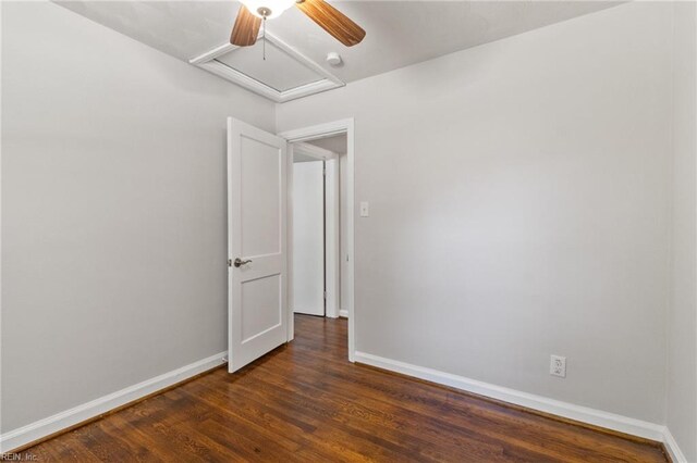 7716 Newport Ave, Norfolk, VA 23505 - empty room with baseboards, dark wood-type flooring, and a ceiling fan