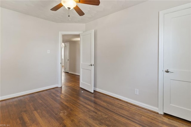7716 Newport Ave, Norfolk, VA 23505 - unfurnished room with dark wood-type flooring, ceiling fan, and baseboards