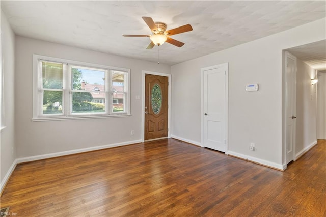 7716 Newport Ave, Norfolk, VA 23505 - foyer entrance with wood finished floors, a ceiling fan, and baseboards