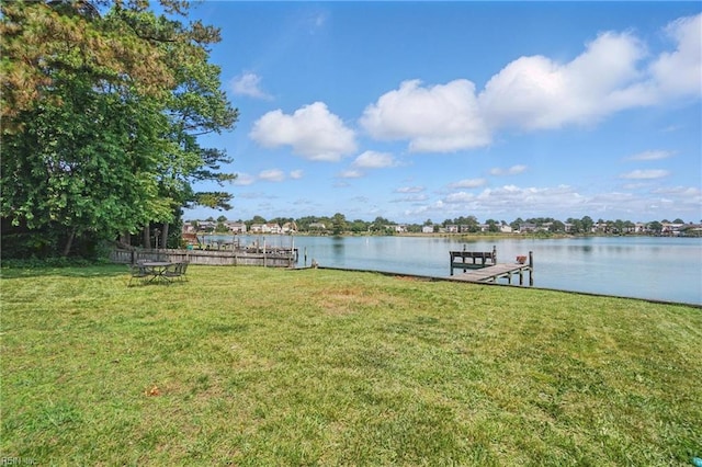 dock with a lawn and a water view