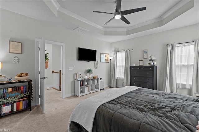 954 Olmstead St, Chesapeake, VA 23323 - bedroom featuring a raised ceiling, carpet floors, ornamental molding, baseboards, and a ceiling fan