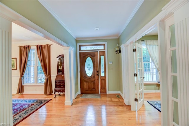 1813 Taft Rd, Chesapeake, VA 23322 - foyer entrance with plenty of natural light, light wood-type flooring, baseboards, and ornamental molding