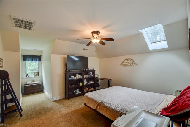 1813 Taft Rd, Chesapeake, VA 23322 - bedroom with a skylight, light colored carpet, a ceiling fan, and vaulted ceiling