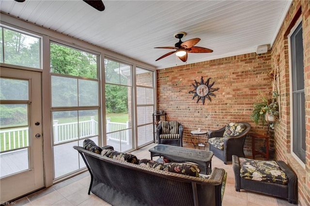1813 Taft Rd, Chesapeake, VA 23322 - sunroom / solarium with a ceiling fan, french doors, and an outdoor hangout area
