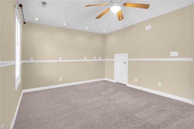 242 Genoa Dr Unit 20, Hampton, VA 23664 - empty room featuring a ceiling fan, carpet, baseboards, and recessed lighting