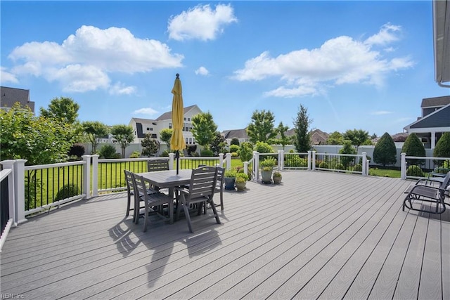 2244 Rio Rancho Dr, Virginia Beach, VA 23456 - wooden terrace with outdoor dining area and a residential view