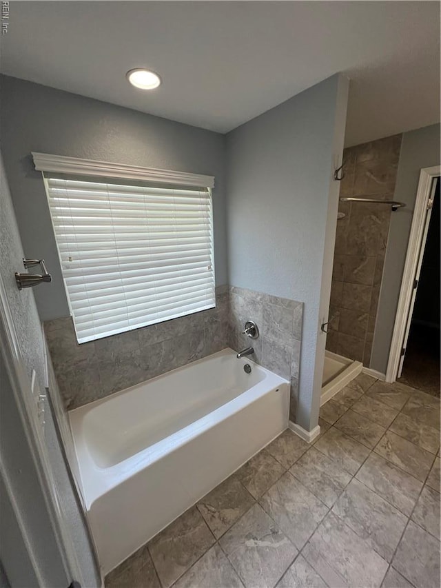 405 San Antonio Blvd, Norfolk, VA 23505 - bathroom featuring a shower stall, a garden tub, and recessed lighting