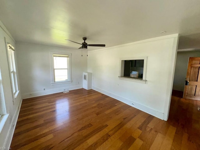 54 W Virginia Ave, Hampton, VA 23663 - unfurnished living room featuring wood finished floors, ceiling fan, and baseboards