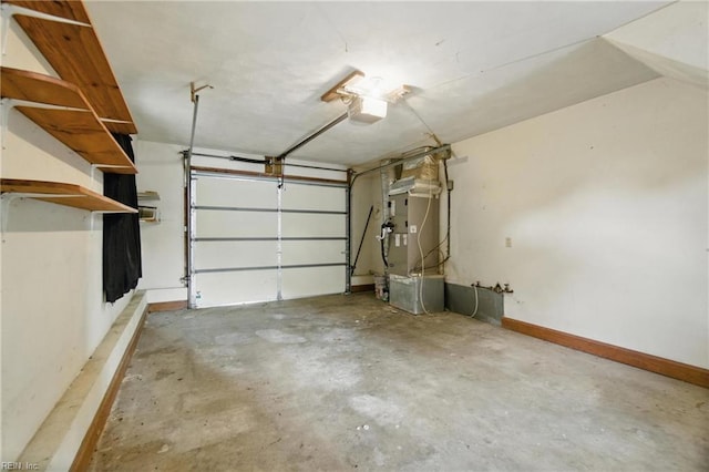 1121 Vineyard Dr, Chesapeake, VA 23322 - garage with a garage door opener, heating unit, and baseboards