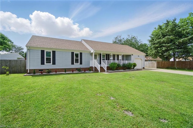 1121 Vineyard Dr, Chesapeake, VA 23322 - ranch-style house featuring driveway, a porch, a garage, crawl space, and roof with shingles