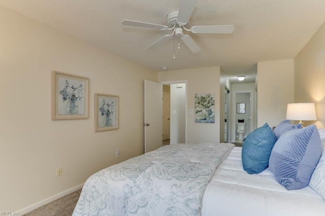 3857 Lasalle Dr Unit 102, Virginia Beach, VA 23453 - bedroom with carpet flooring, baseboards, connected bathroom, and ceiling fan
