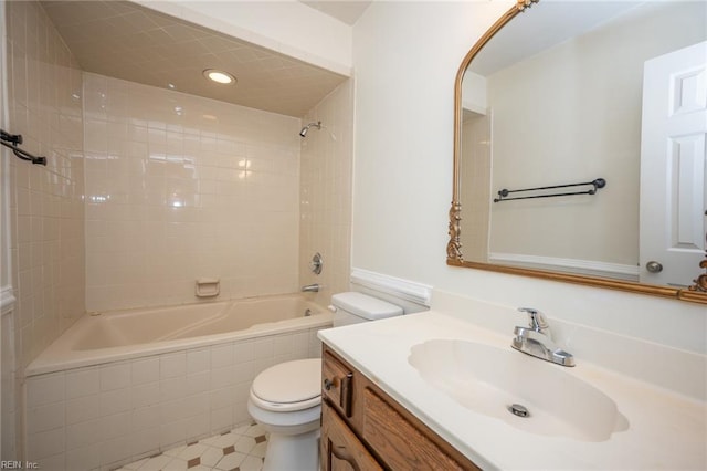1217 Peoples Way, Virginia Beach, VA 23451 - bathroom featuring toilet, vanity, bathing tub / shower combination, and recessed lighting