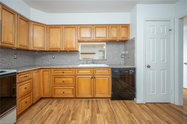 1217 Peoples Way, Virginia Beach, VA 23451 - kitchen with dishwasher, a sink, light wood-style flooring, range, and brown cabinets