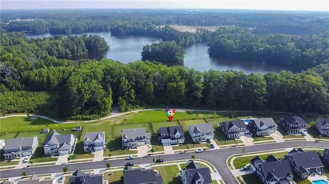 1028 Egret Ln, Suffolk, VA 23434 - aerial view of property and surrounding area with a forest, a nearby body of water, and nearby suburban area