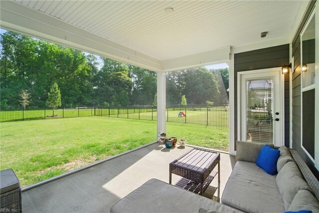 1028 Egret Ln, Suffolk, VA 23434 - view of patio / terrace featuring an outdoor hangout area and view of scattered trees