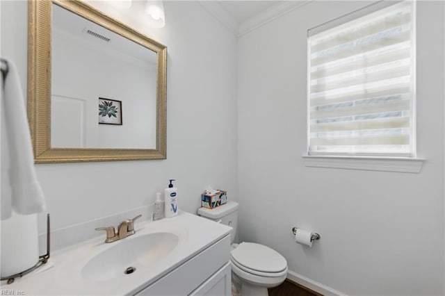 605 Middleton Way, Chesapeake, VA 23322 - half bathroom with ornamental molding, toilet, and vanity