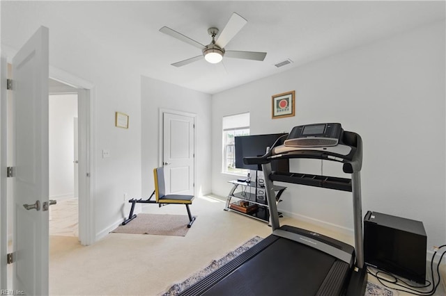 605 Middleton Way, Chesapeake, VA 23322 - workout room with carpet floors, ceiling fan, and baseboards