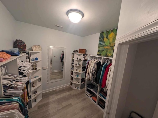 spacious closet with wood finished floors