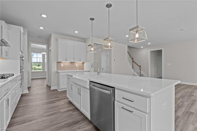 224 Preserve Way, Suffolk, VA 23434 - kitchen with appliances with stainless steel finishes, a sink, light countertops, white cabinets, and recessed lighting
