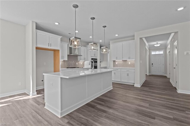 224 Preserve Way, Suffolk, VA 23434 - kitchen with white cabinets, dark wood finished floors, light countertops, baseboards, and recessed lighting