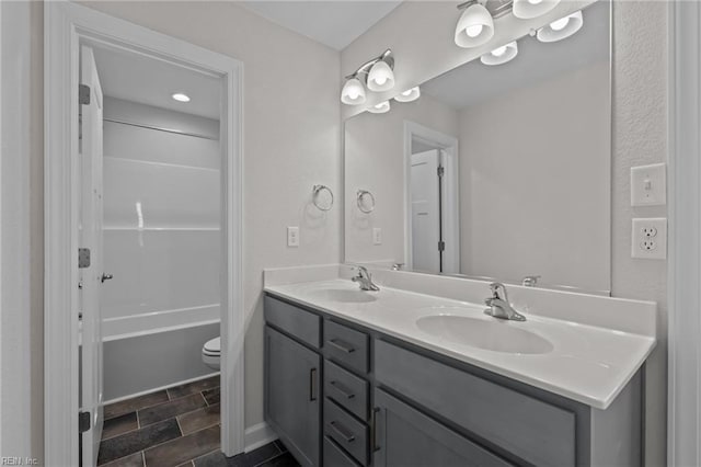 224 Preserve Way, Suffolk, VA 23434 - full bathroom with double vanity, toilet, and shower / bathtub combination