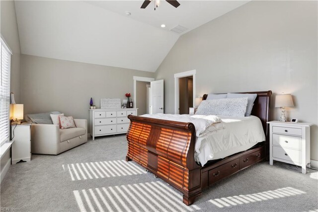 110 Sea Hero Ct, Suffolk, VA 23435 - bedroom with vaulted ceiling, carpet, and a ceiling fan