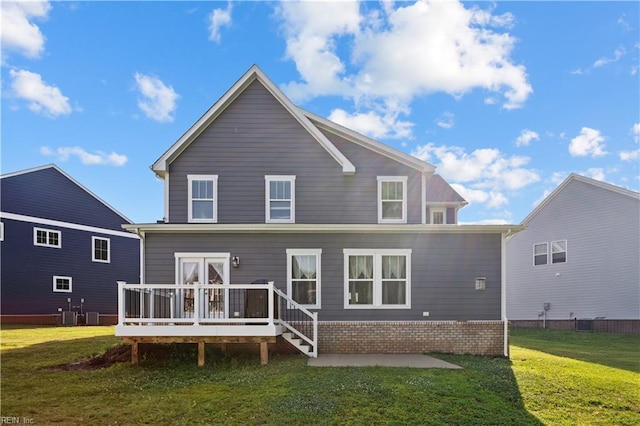 110 Sea Hero Ct, Suffolk, VA 23435 - rear view of house with a yard, a deck, cooling unit, and a patio