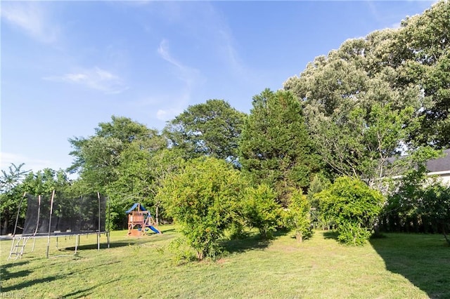 101 Stadium Dr, Chesapeake, VA 23322 - view of grassy yard with a trampoline and a playground