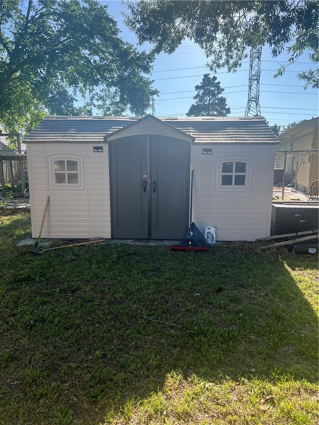 view of shed