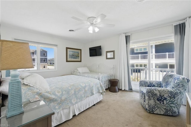 3616 Sandfiddler Rd, Virginia Beach, VA 23456 - carpeted bedroom with access to exterior and ceiling fan