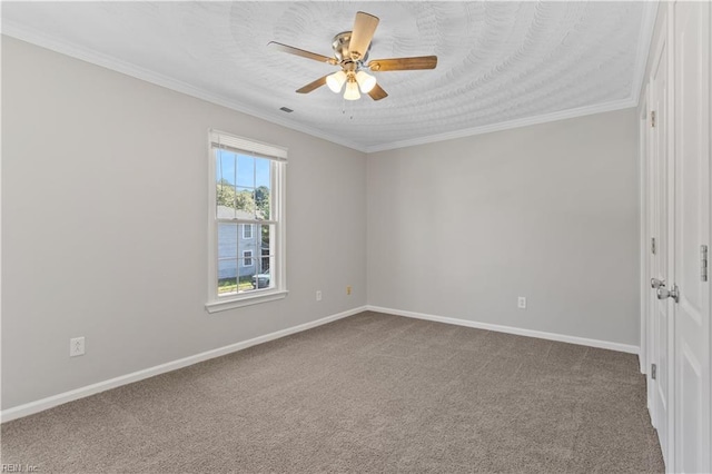 1048 Wilmington St, Norfolk, VA 23505 - carpeted empty room featuring a ceiling fan, crown molding, and baseboards