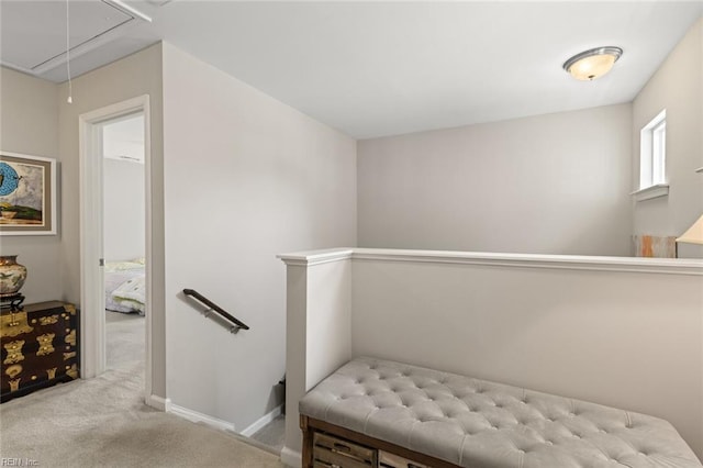 513 Simpson Ln, Chesapeake, VA 23323 - staircase with attic access, carpet floors, and baseboards