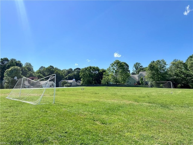 view of yard with an area for soccer