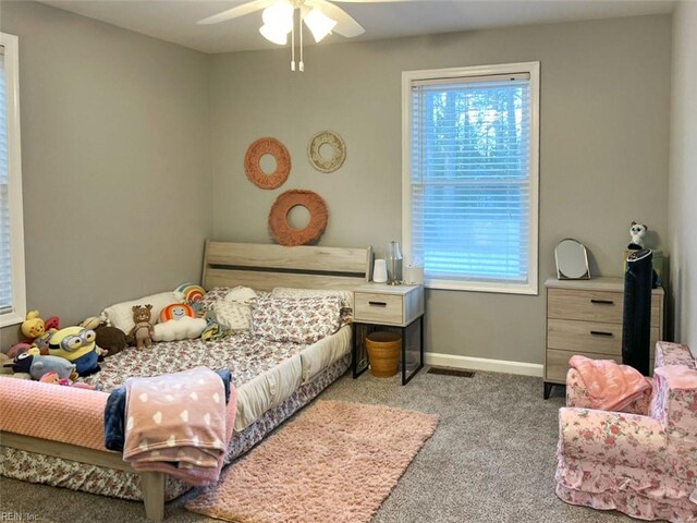 28111 Harbor Rd, Melfa, VA 23410 - bedroom with carpet, baseboards, and ceiling fan