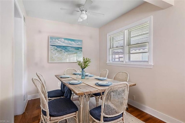 8284 Fernwood Dr, Norfolk, VA 23518 - dining area with wood finished floors, baseboards, and a ceiling fan