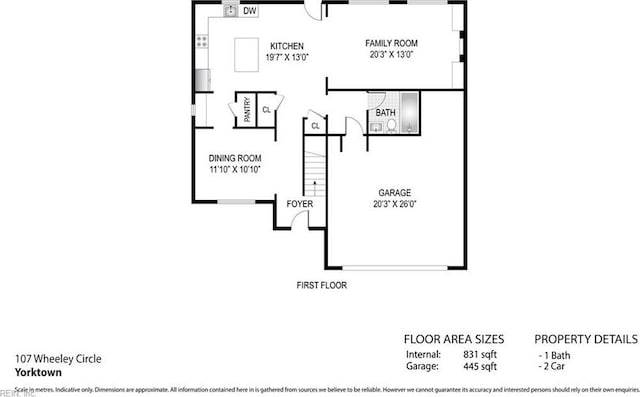 107 Wheeley Cir, Yorktown, VA 23693 - home floor plan
