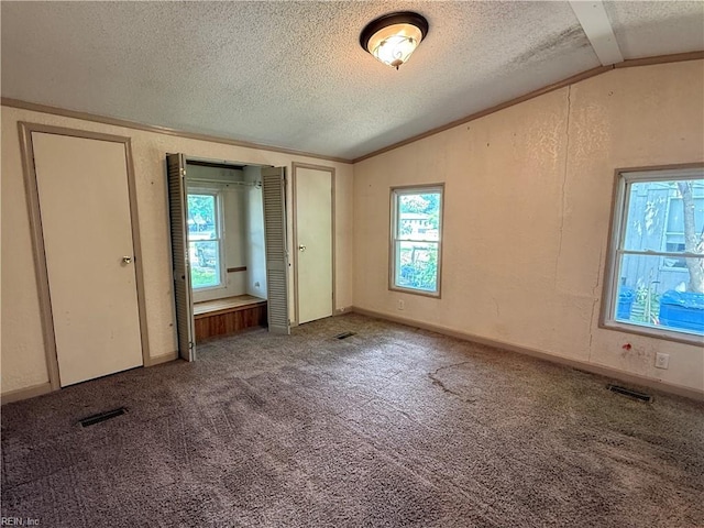 1224 Old Clubhouse Rd, Virginia Beach, VA 23453 - unfurnished bedroom featuring lofted ceiling, a textured ceiling, and carpet