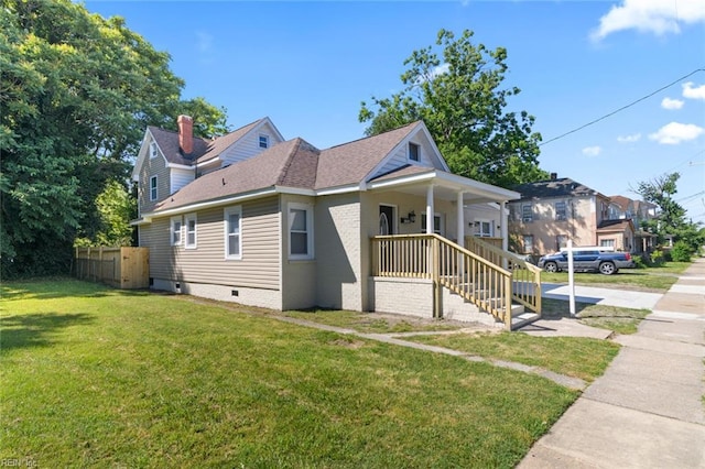 1250 27th St, Newport News, VA 23607 - view of front of property with a front lawn, covered porch, crawl space, and roof with shingles