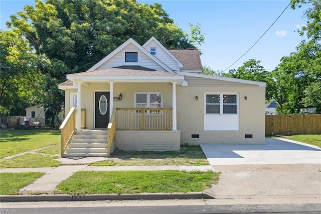 1250 27th St, Newport News, VA 23607 - bungalow featuring crawl space, covered porch, and roof with shingles