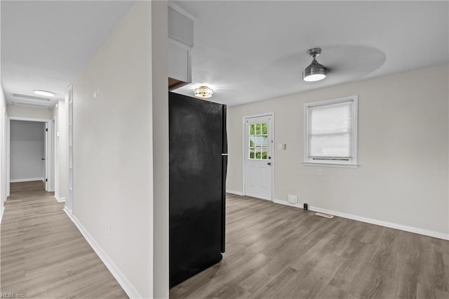 1 Kilbride Ct, Chesapeake, VA 23325 - hallway featuring light wood-style floors, baseboards, and attic access