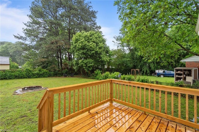 1 Kilbride Ct, Chesapeake, VA 23325 - deck featuring an outdoor fire pit and view of scattered trees